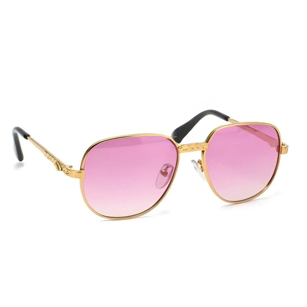 Mens Sunglasses Pink Gradient Lens Filigree Metal‎ Frame 80's 90's Hippie Style